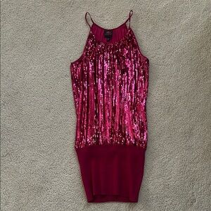 2b Bebe Fuchsia Sequin Dress